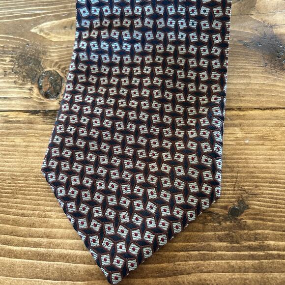 JinTaiYang Mens Black & Red Geometric Neck Tie 57.5" Office Preppy Career - Picture 3 of 3